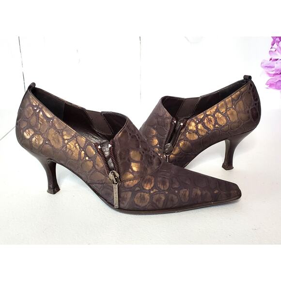 Donald J Pliner Lexi Crocodile Embossed Leather Zip Booties - Picture 7 of 10